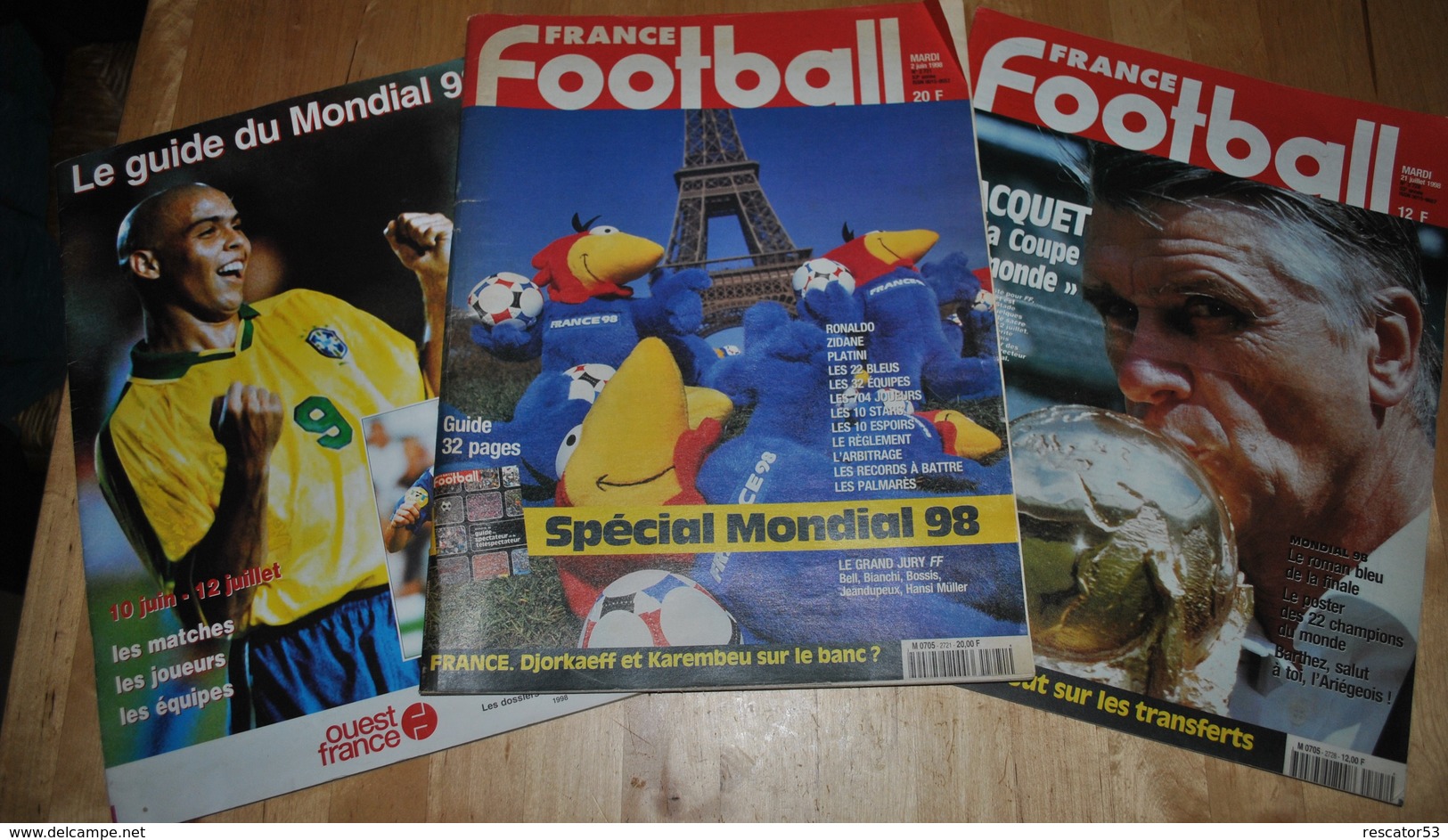 Rare Lot De 3 Revue Frnace 98 France Football Spécial Coupe Du Monde 1998 Et Ouest-france Guide Mondial 98 - Autres & Non Classés