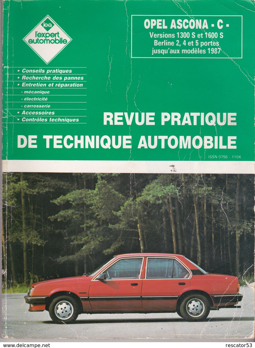 Rare Revue Technique Opel Ascona -c- 1300s-1600s Jusqu'en 1987 - Cars