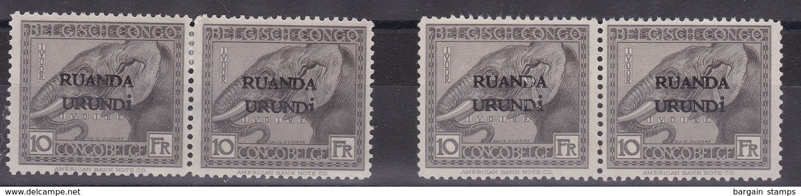 Ruanda Urundi - 2 X COB 61 En Paire - L'une Avec Trace De Charnière, L'autre Sans Gomme - Unused Stamps