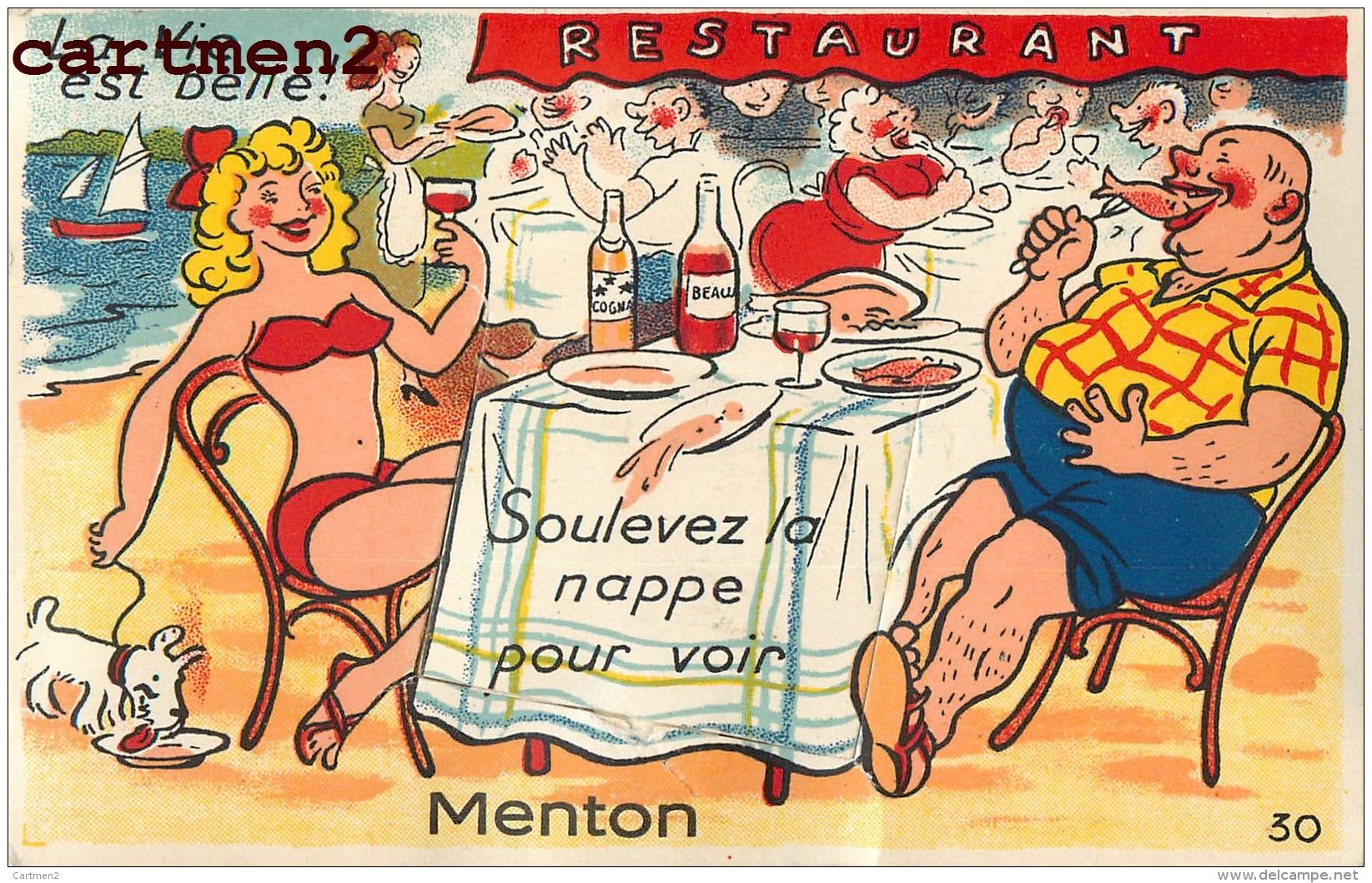 MENTON CARTE A SYSTEME RESTAURANT HUMOUR COMPLETE DE SES VUES 06 - Menton