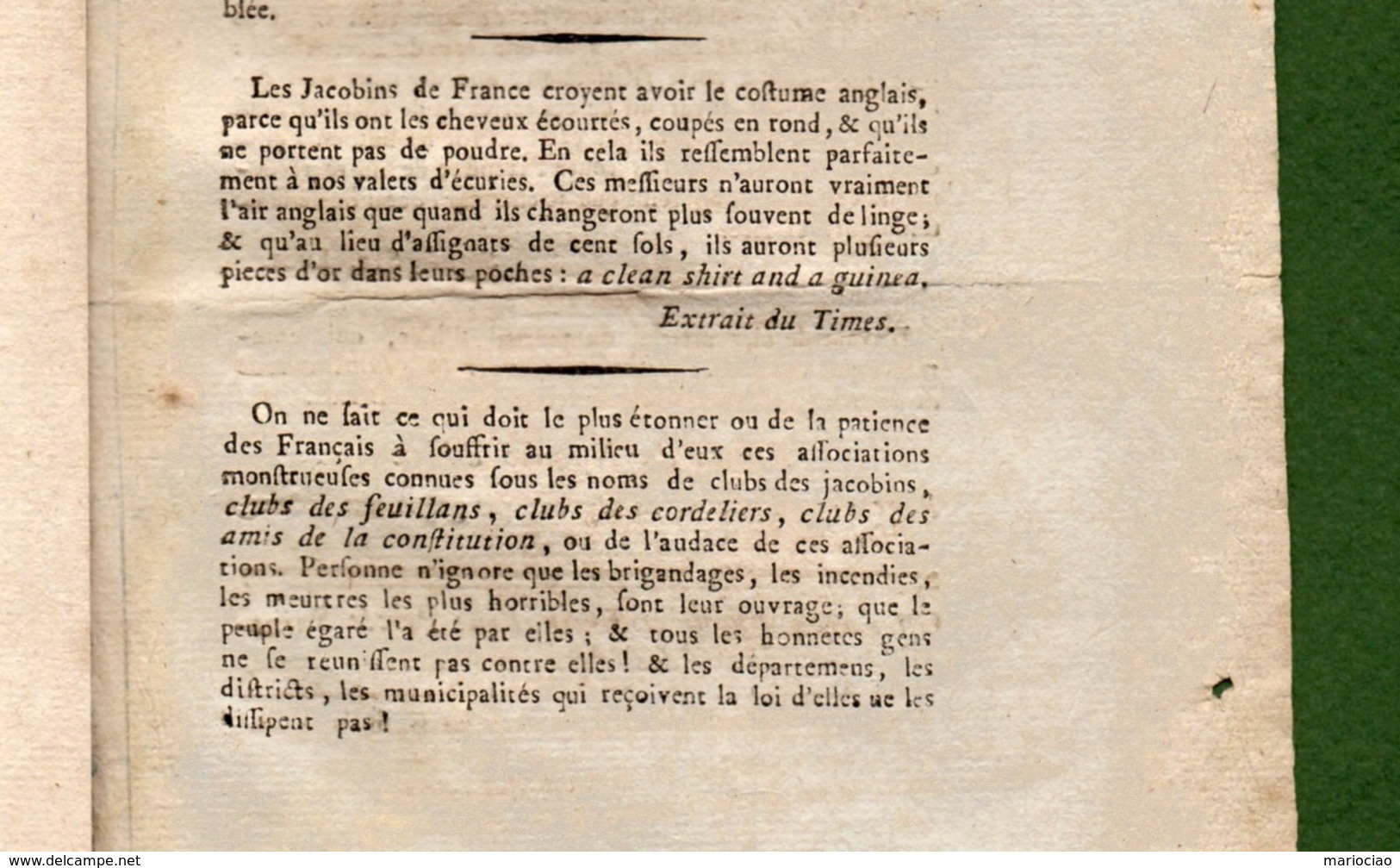 D-FR Révolution 1791 MARIE-ANTOINETTE JACOBINS Journal De La Cour Et De La Ville N.33 - Documents Historiques