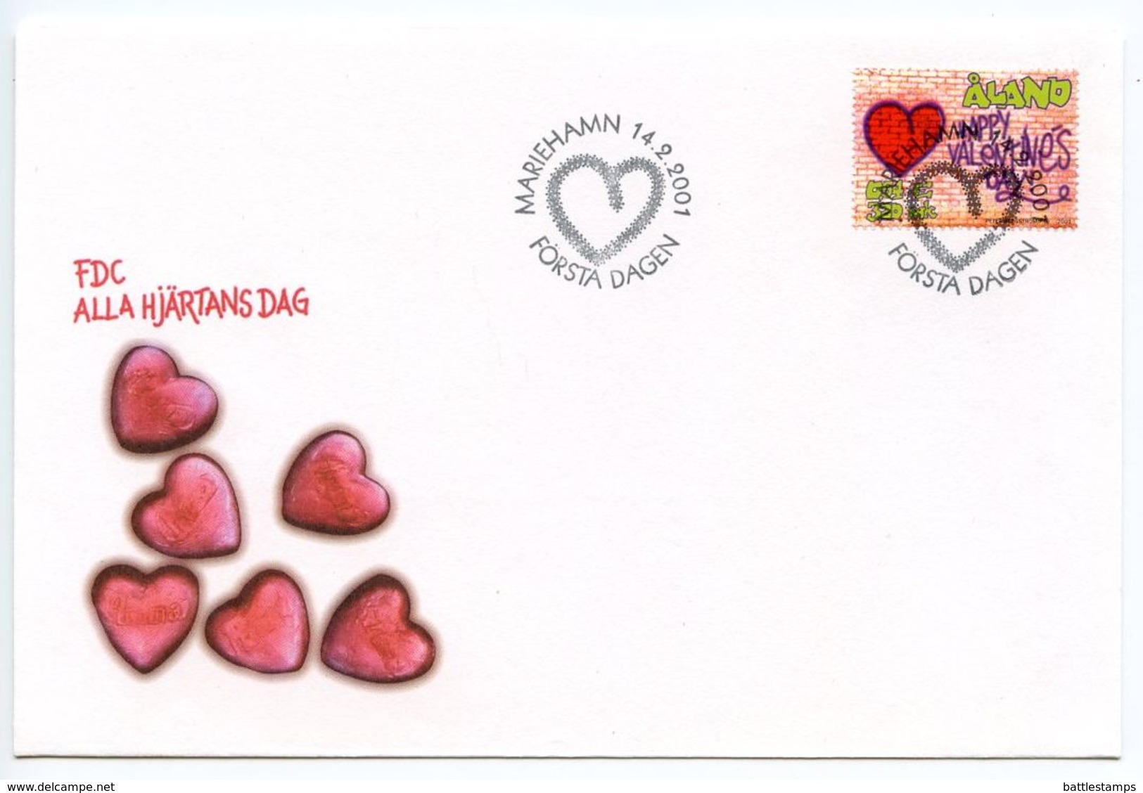 Aland 2001 Scott 186 FDC Valentine’s Day - Aland