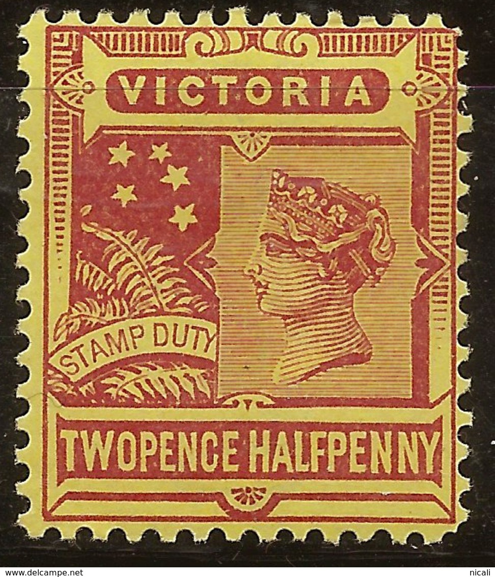 VICTORIA 1886 2 1/2d Red/yell QV SG 315b HM #AMD43 - Neufs