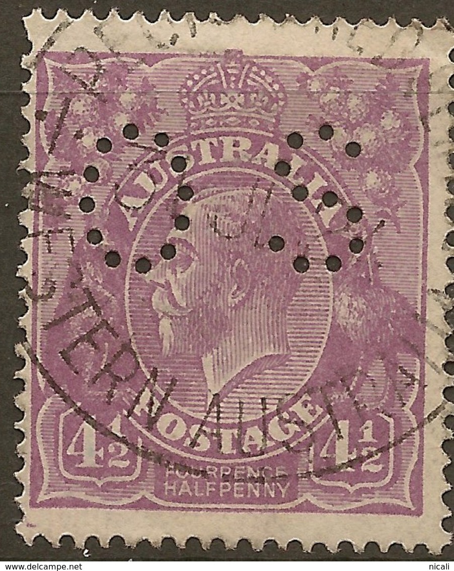 Australia 1924 4 1/2d KGV OS SG O84 U #AMK22 - Service