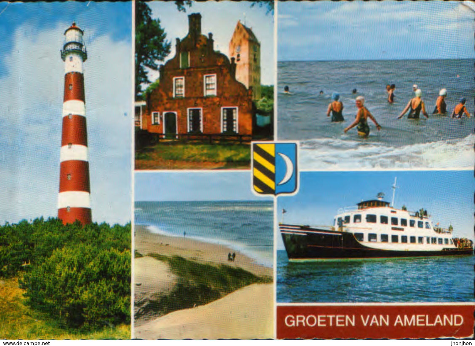 Nederland - Postcard Circulated In 1960  -  Ameland - Collage Of Images  - 2/scans - Ameland