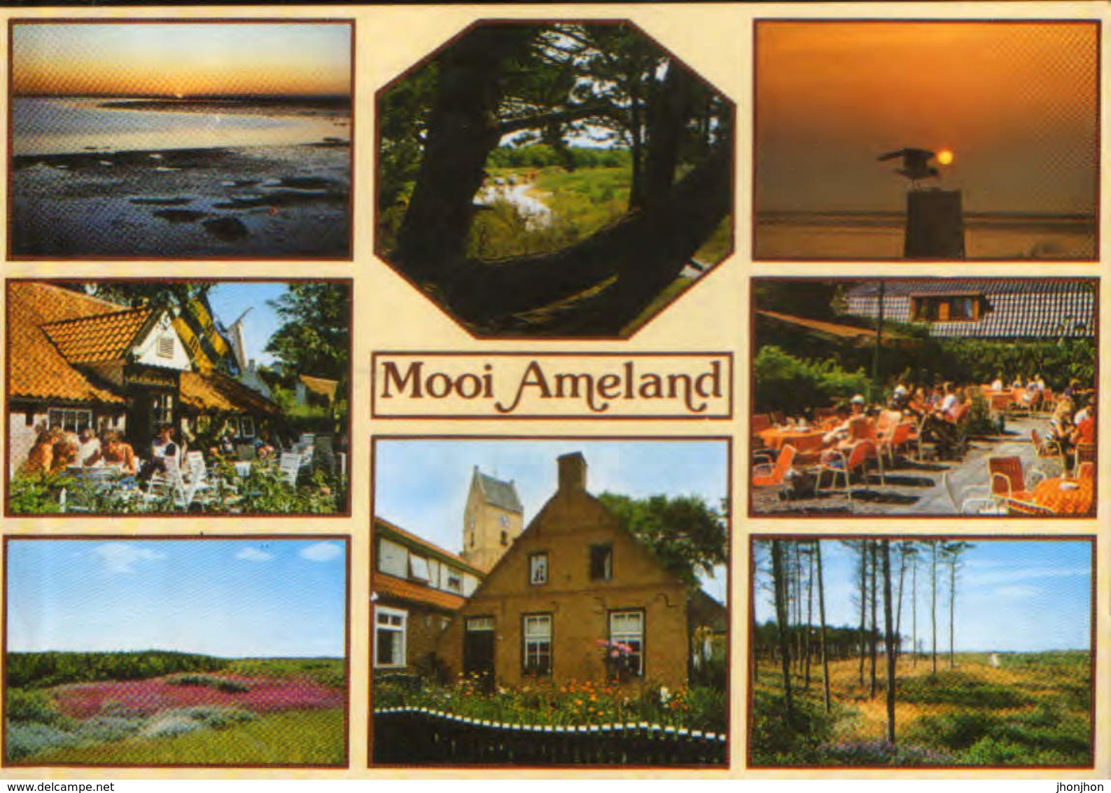 Nederland - Postcard Circulated In 1985  -  Ameland - Collage Of Images  - 2/scans - Ameland