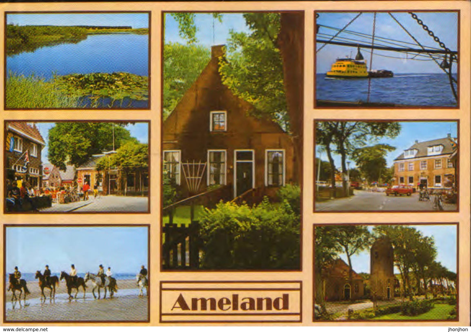 Nederland - Postcard Circulated In 1985  -  Ameland - Collage Of Images  - 2/scans - Ameland