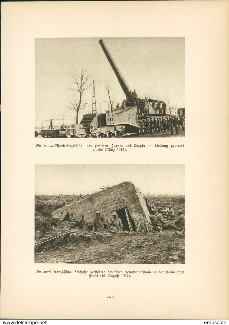Kupfertiefdruck : 24cm-Eisenbahngeschütz Zwischen Furnes Und Coxyde (März 1917) - 1. Weltkrieg - Entente - Estampes & Gravures