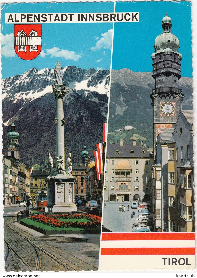 Innsbruck: TRAM, VW 1200 KÄFER/COX, 2x OPEL REKORD P1 CARaVAN, MERCEDES 180, VW SAMBA BUS - (Austria) - Passenger Cars