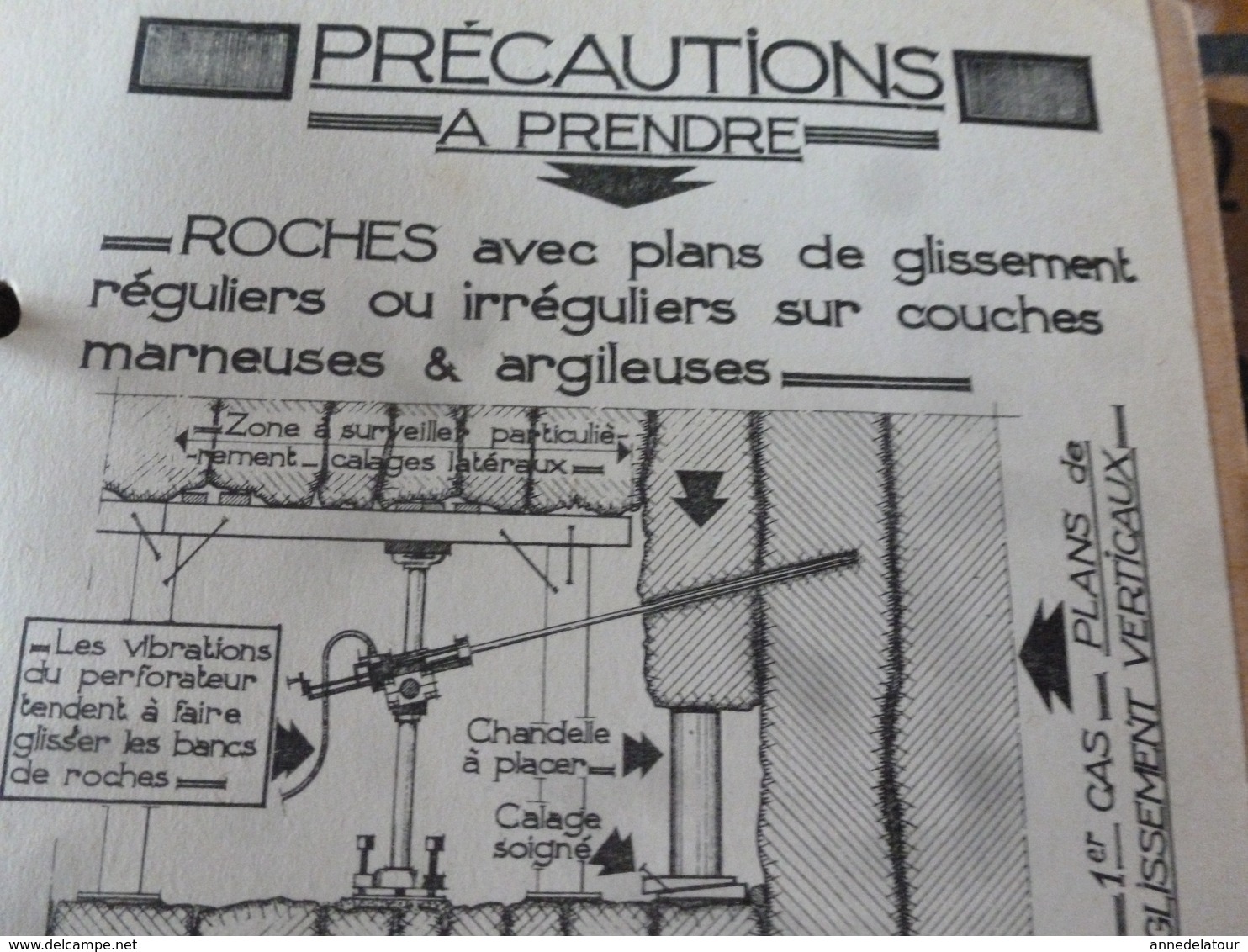 1941 Rare document technique de PERFORATION ET ABATTAGE DES ROCHES , édition TEKHNIKOS