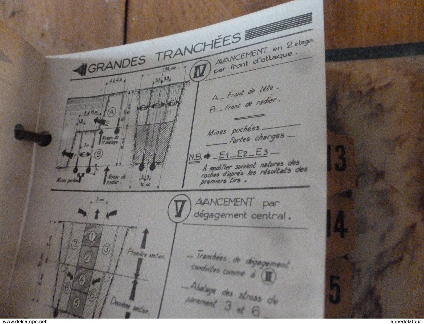 1941 Rare document technique de PERFORATION ET ABATTAGE DES ROCHES , édition TEKHNIKOS