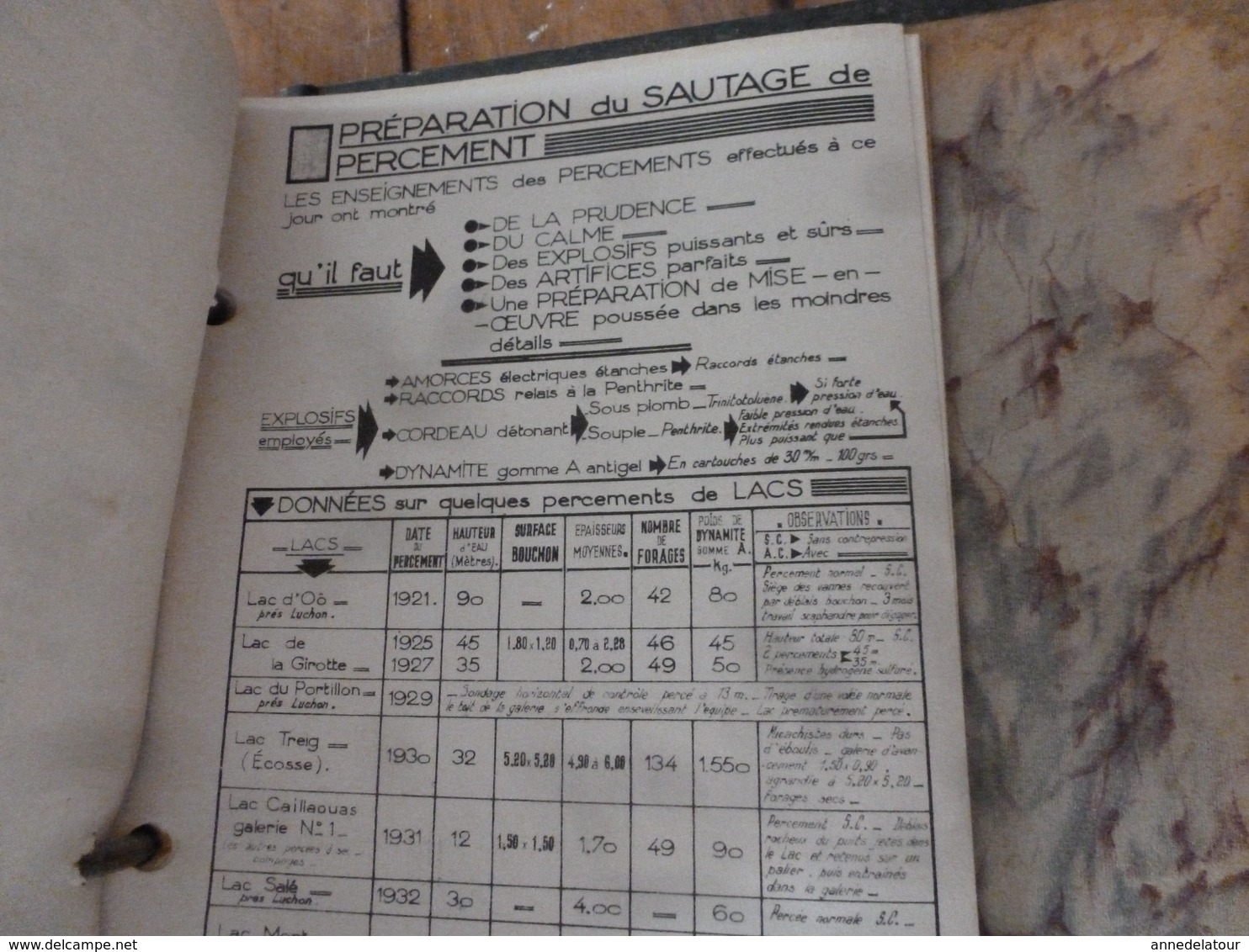 1941 Rare document technique de PERFORATION ET ABATTAGE DES ROCHES , édition TEKHNIKOS