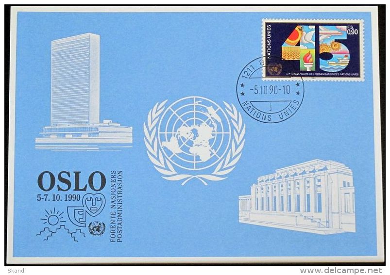 UNO GENF 1990 Mi-Nr. 207 Blaue Karte - Blue Card - Briefe U. Dokumente