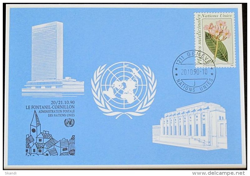 UNO GENF 1990 Mi-Nr. 208 Blaue Karte - Blue Card - Briefe U. Dokumente