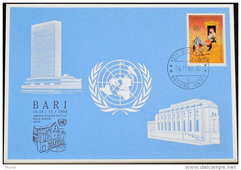 UNO GENF 1990 Mi-Nr. 210 Blaue Karte - Blue Card - Briefe U. Dokumente