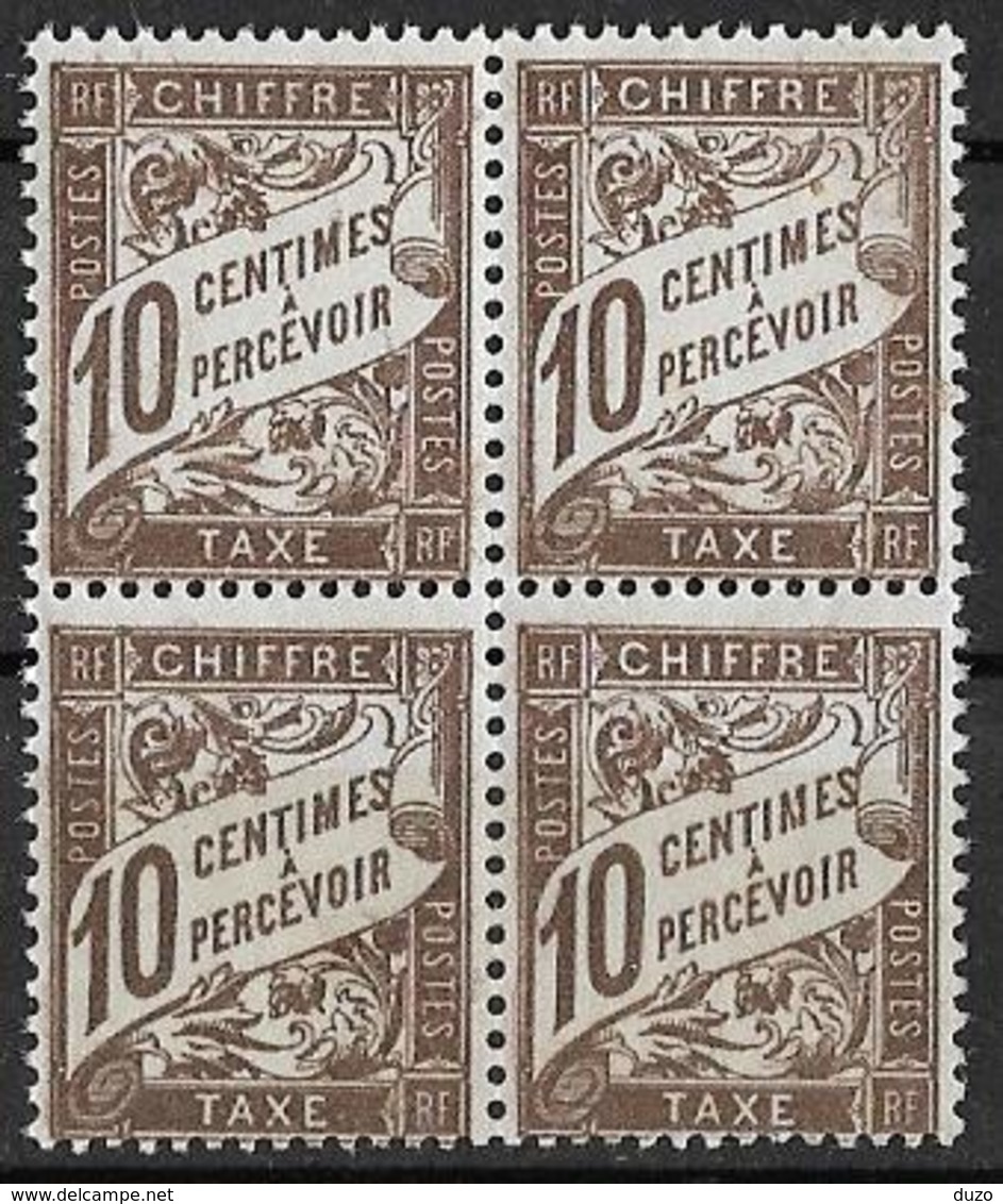 France 1893/1935 - Timbre Taxe - Bloc De 4 Type Duva 10 C. Brun  Y&T N° 29 ** Neuf Luxe (gomme D'origine Intacte). - 1859-1959 Neufs