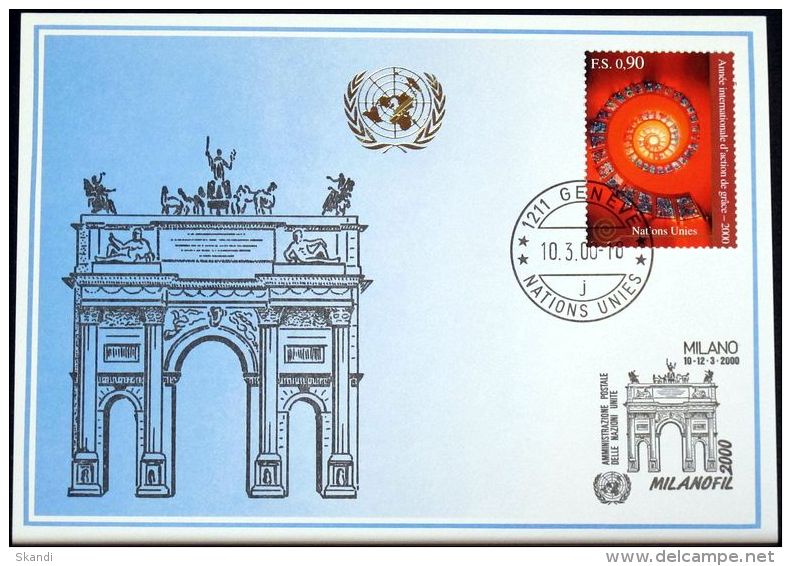 UNO GENF 2000 Mi-Nr. 307 Blaue Karte - Blue Card - Covers & Documents