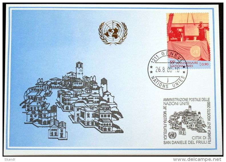 UNO GENF 2000 Mi-Nr. 312 Blaue Karte - Blue Card - Covers & Documents