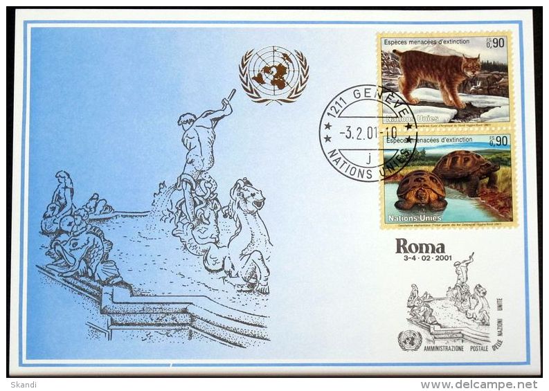 UNO GENF 2001 Mi-Nr. 318 Blaue Karte - Blue Card - Covers & Documents