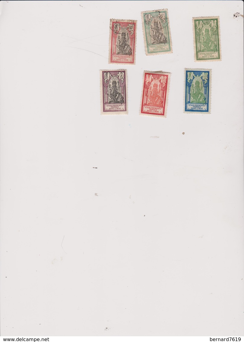 Timbre     Etablissements Francais Dans L'inde  6  Timbres - Used Stamps