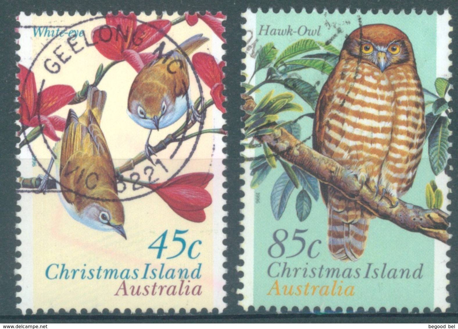 CHRISTMAS - USED/OBLIT.- 1996 - BIRDS OWL WHITE EYE - Yv 432-433 - Lot 17372 - Christmas Island