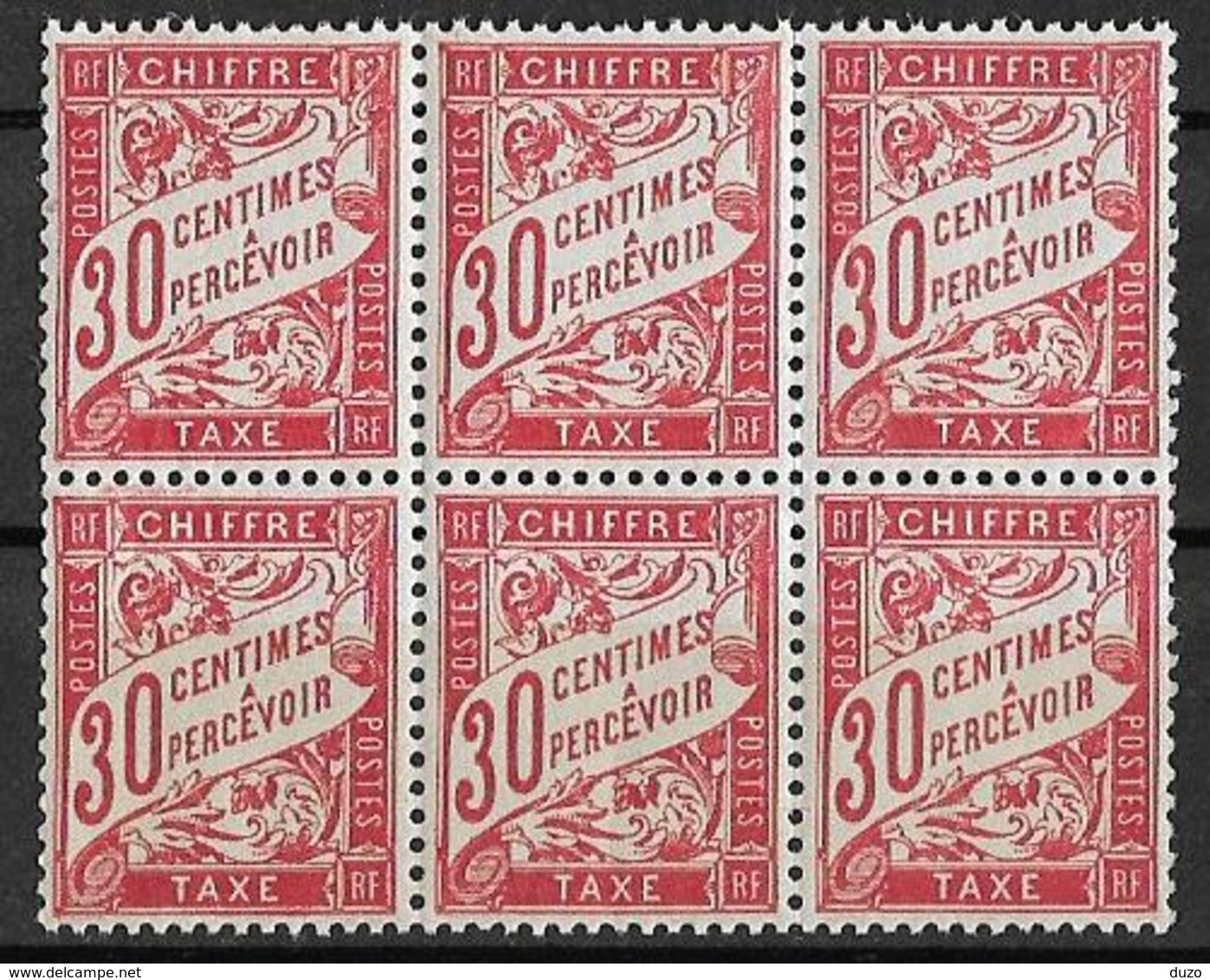 France 1893/1935 - Bloc De 6 Type Duval 30 C. Rouge Carminé Y&T N° 33 ** Neuf Luxe   (gomme D'origine Intacte). - 1859-1959 Neufs