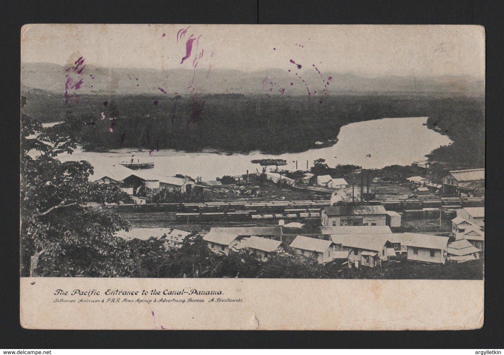 PANAMA CANAL POSTCARD COLON POSTMARK FLAG 1907 - Panama