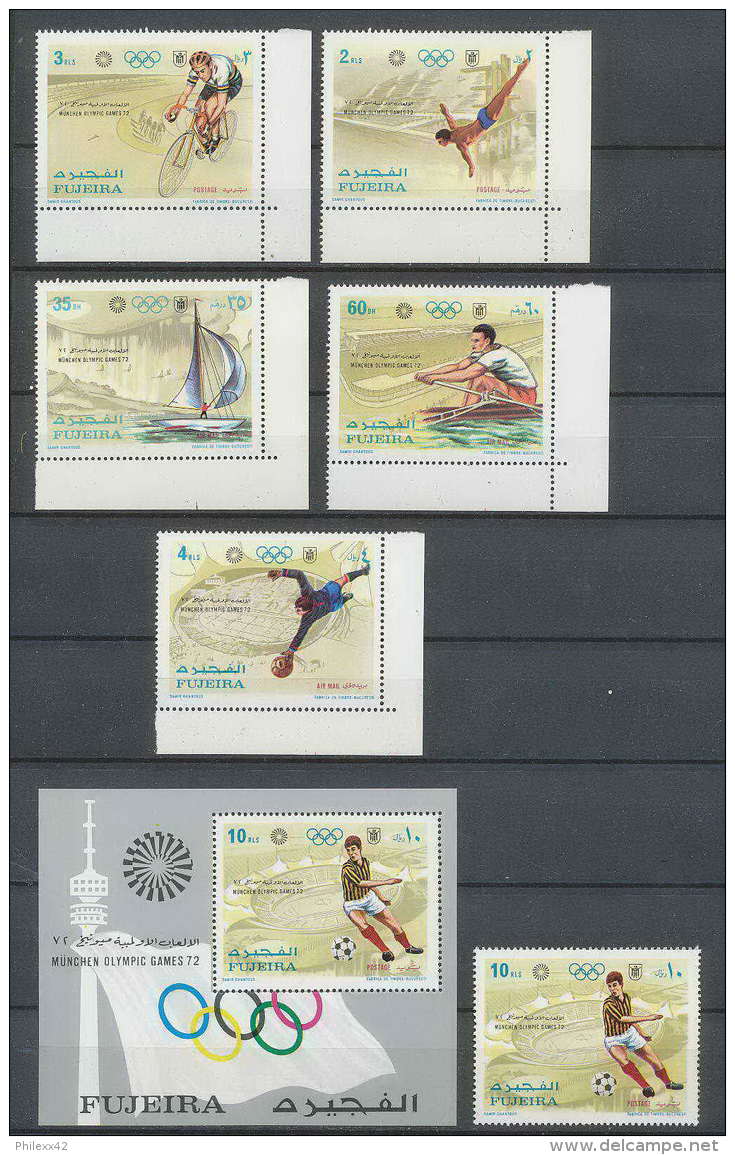 151c -Fujeira MNH ** N° 748 / 752 + Bloc 71 A Jeux Olympiques (olympic Games) MUNICH Football (Soccer) Cycling Diving - Sommer 1972: München