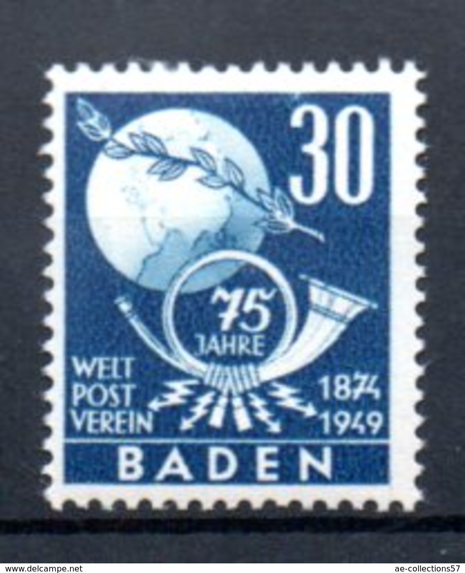 Baden  / Série N 57  / 30 Pf Bleu /  NEUF Avec Trace De Charnière - Andere & Zonder Classificatie