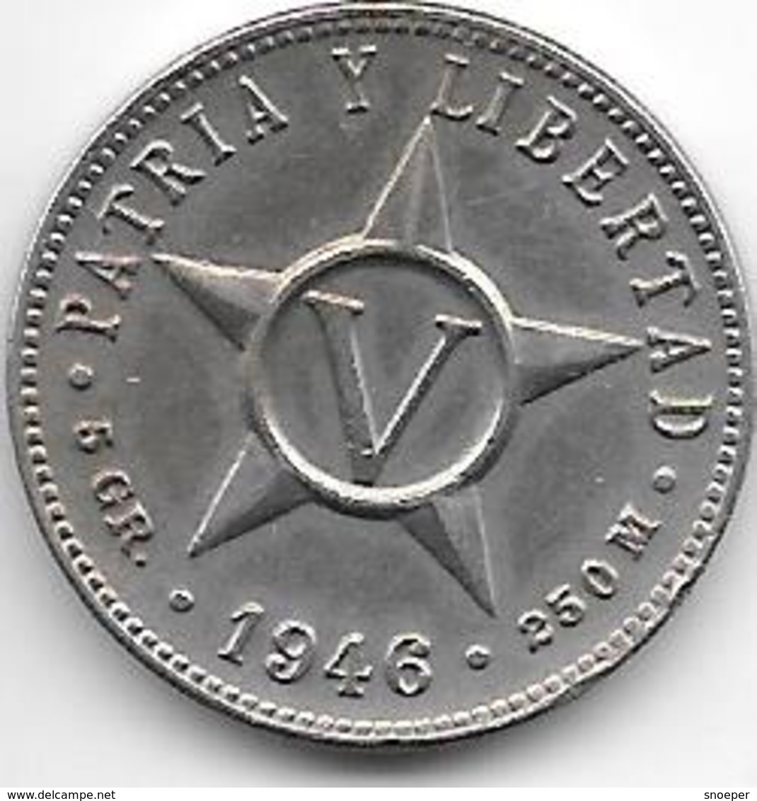 *cuba 5 Centavos 1946  Km 11.3   Xf+ - Cuba