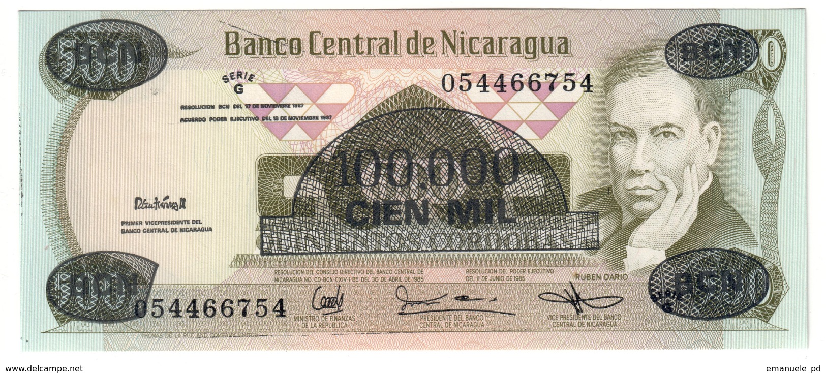 Nicaragua 100000 Cordobas 1987 UNC .C2. - Nicaragua