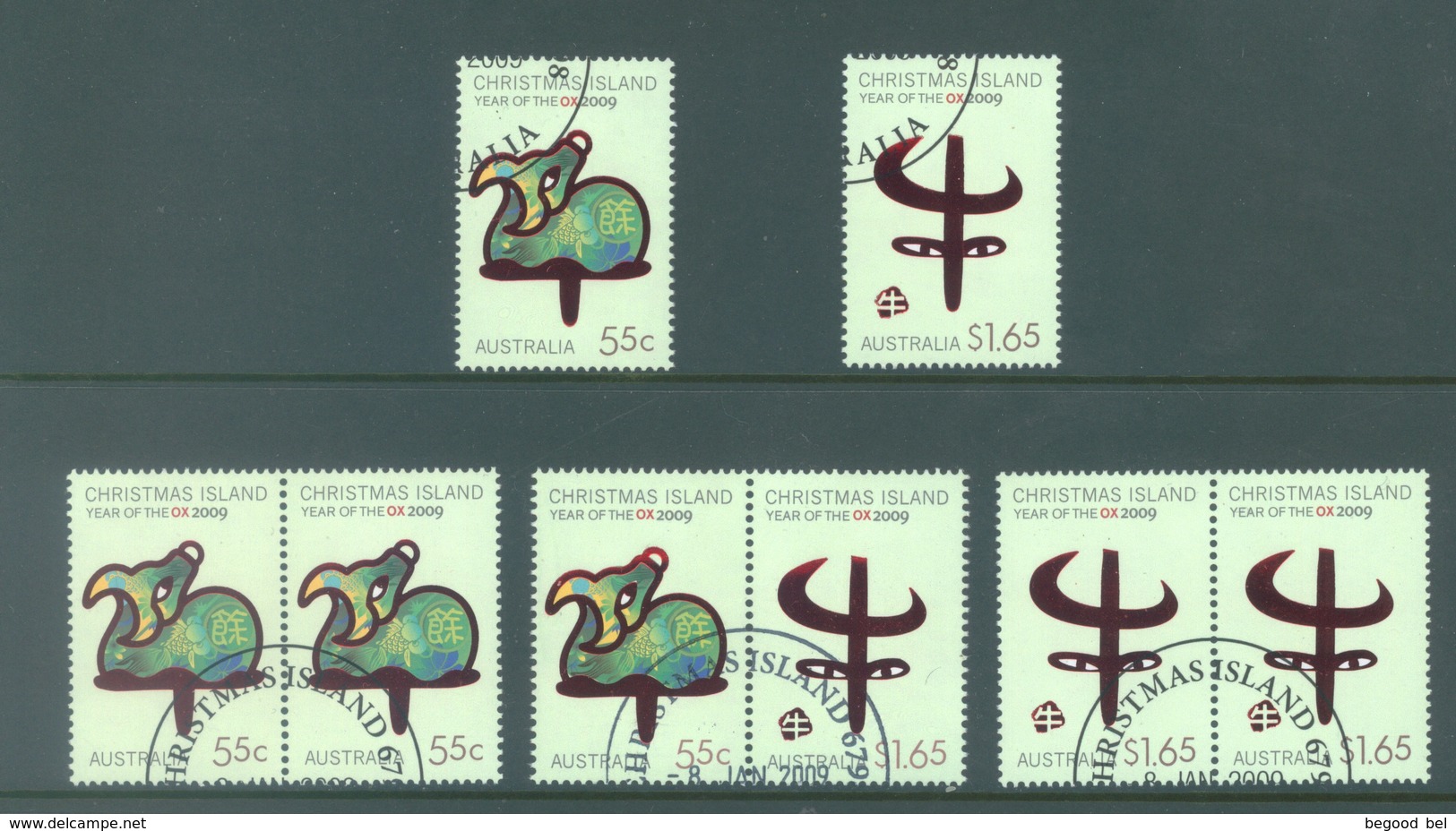 CHRISTMAS - USED/OBLIT. - 2009  - YEAR OF THE OX - Yv 642-643 - Lot 17382 - VARIOUS SE TENANT - Christmas Island