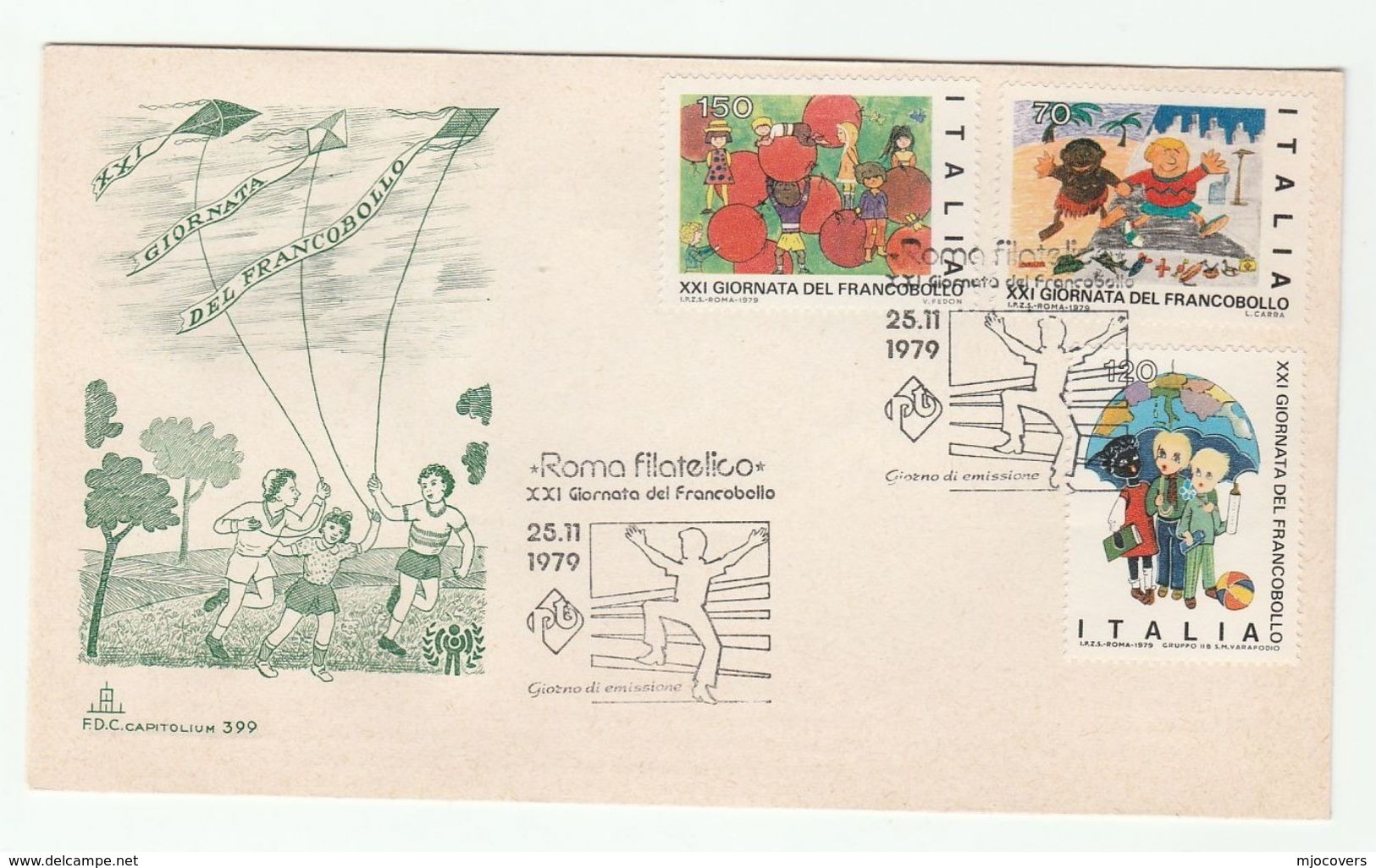 1979 ITALY FDC IYC Children Stamp Day Umbrella Kite Cover Un United Nations Stamps - UNO