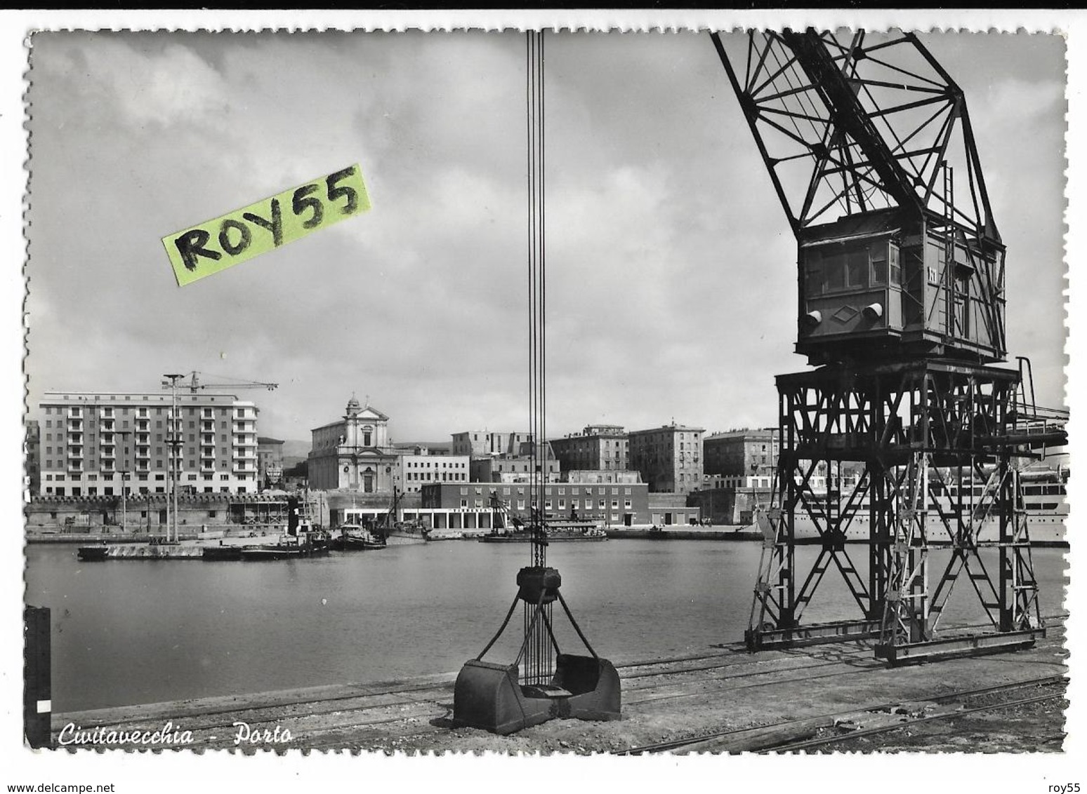 Lazio-civitavecchia Porto Panoramica Anni 50/60 Particolare Veduta Porto Grande Gru - Civitavecchia