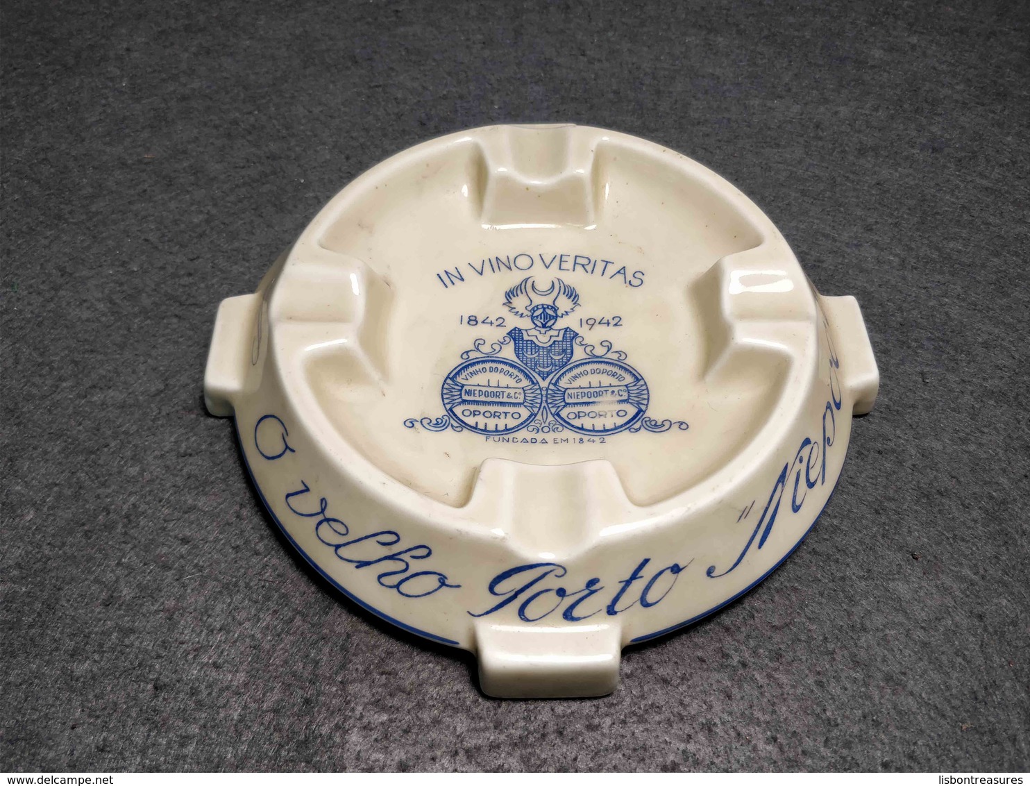 RARE VINTAGE PORCELAIN ASHTRAY ADVERTISING " NIEEPORT" PORT WINE MADE IN PORTUGAL BY CANDAL - Porcelain