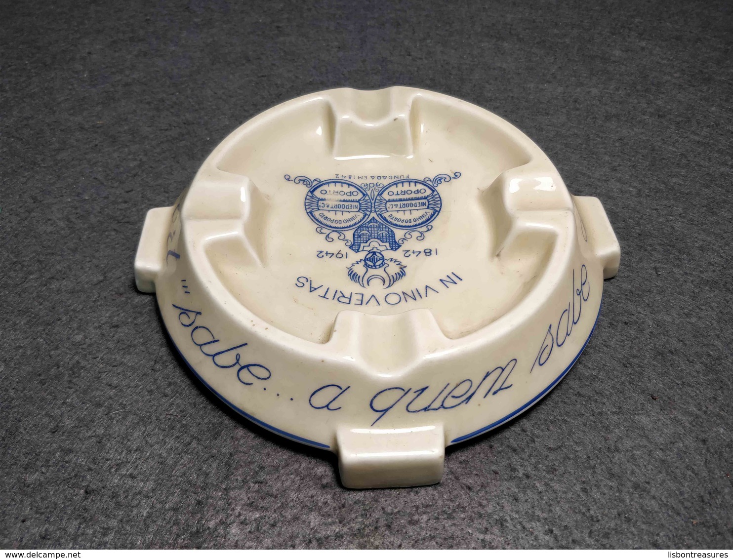 RARE VINTAGE PORCELAIN ASHTRAY ADVERTISING " NIEEPORT" PORT WINE MADE IN PORTUGAL BY CANDAL - Porcelana