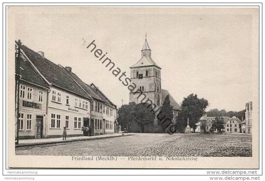 Friedland (Meckl.) Mecklenburg - Pferdemarkt Mit Nikolaikirche - Verlag A. Christann Friedland 30er Jahre - Friedland