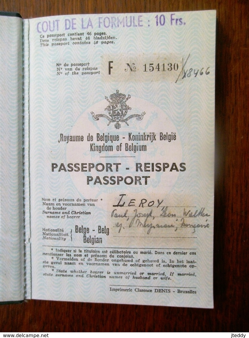 Reispas  LEROY  PAUL  Geb .   1912  Te FOREST - Other & Unclassified