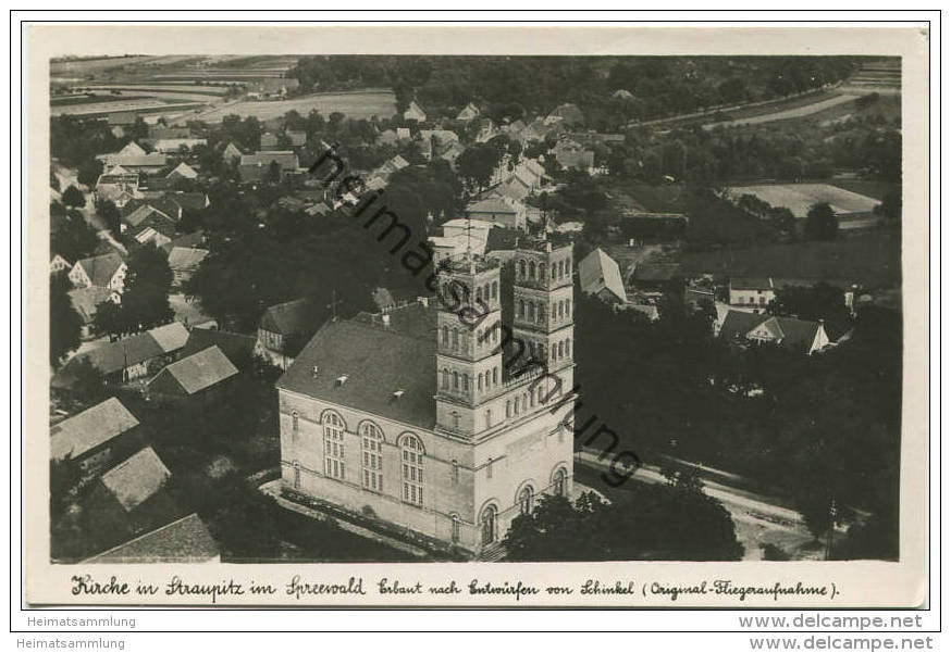 Straupitz - Kirche - Fliegeraufnahme - Foto-AK 40er Jahre - Verlag Max O'Brien Berlin - Straupitz