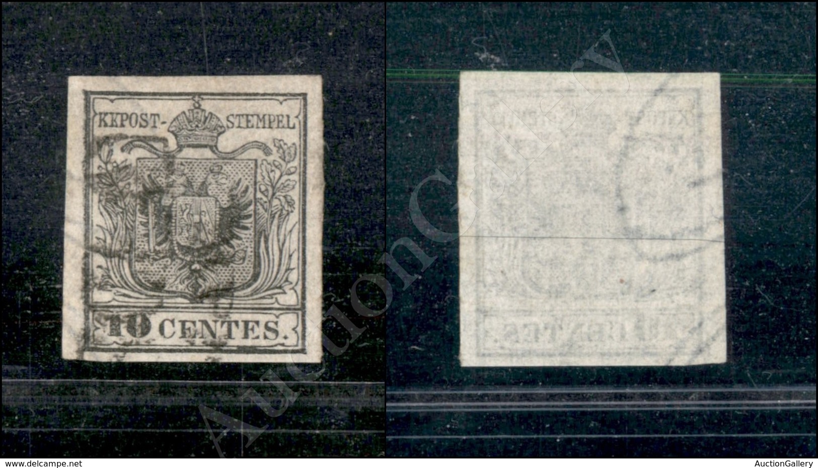 A17-091-A08-2 ANTICHI STATI - LOMBARDO VENETO - 1850 - 10 Cent Grigio Nero (2b - I Tiratura) Con Filigrana - Molto Bello - Other & Unclassified