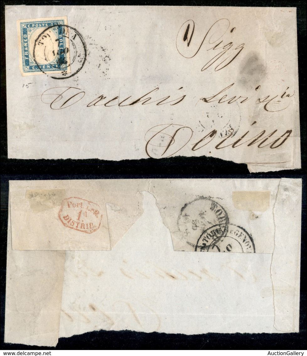 A17-359-A14-0094 ANTICHI STATI - SARDEGNA - 20 Cent (15) - Parte Di Lettera Da Tortona A Torino Del 7.8.56 - Other & Unclassified