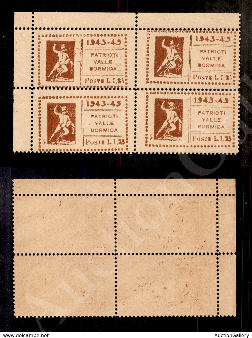 A17-183-A08-383 EMISSIONI CLN - VALLE BORMIDA - 1945 - Quartina Angolare Del 1,25 Lire Teseo (19) Con Cifre Del Valore D - Other & Unclassified