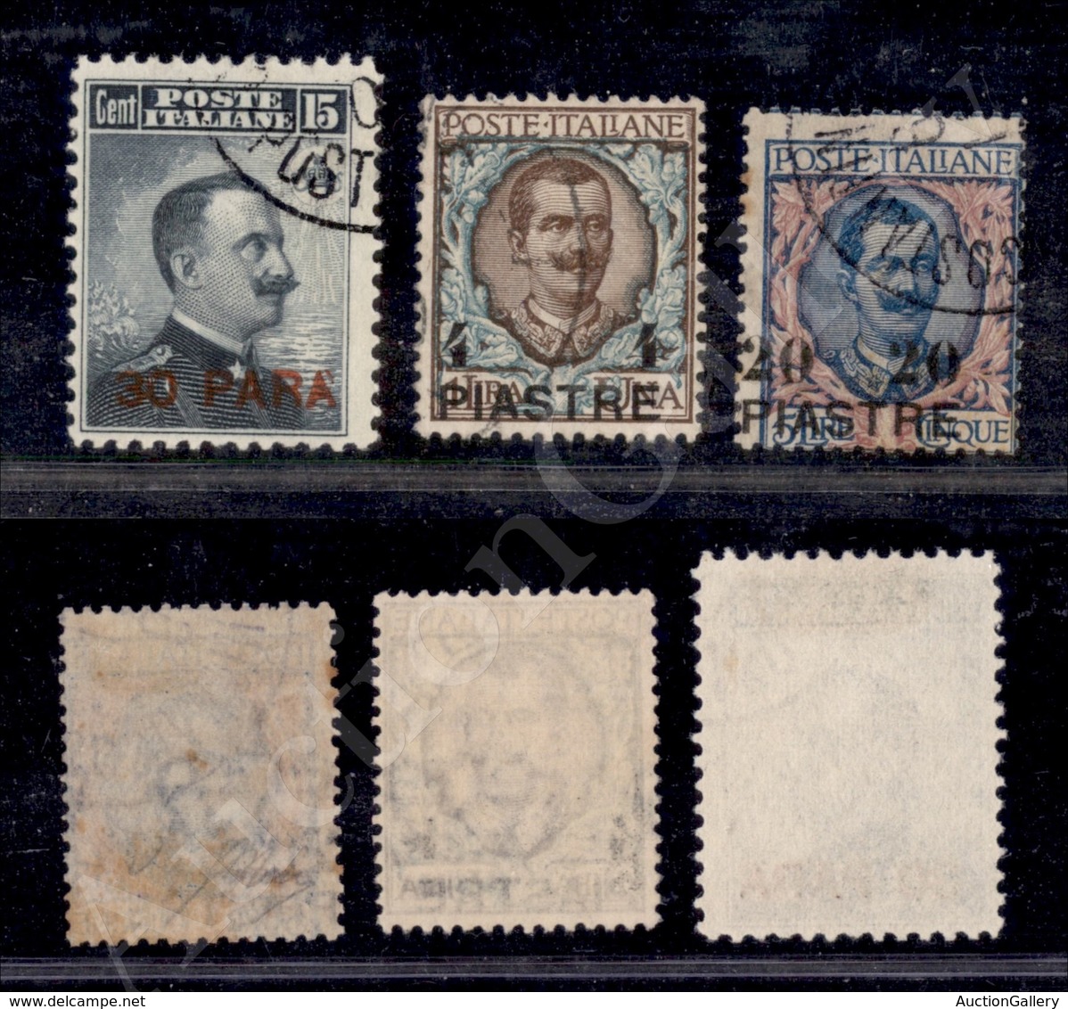 A17-219-A08-480 LEVANTE - COSTANTINOPOLI - 1908 - Soprastampati (15/17) - Serie Completa - 3 Valori Usati - 20 Piastre C - Other & Unclassified