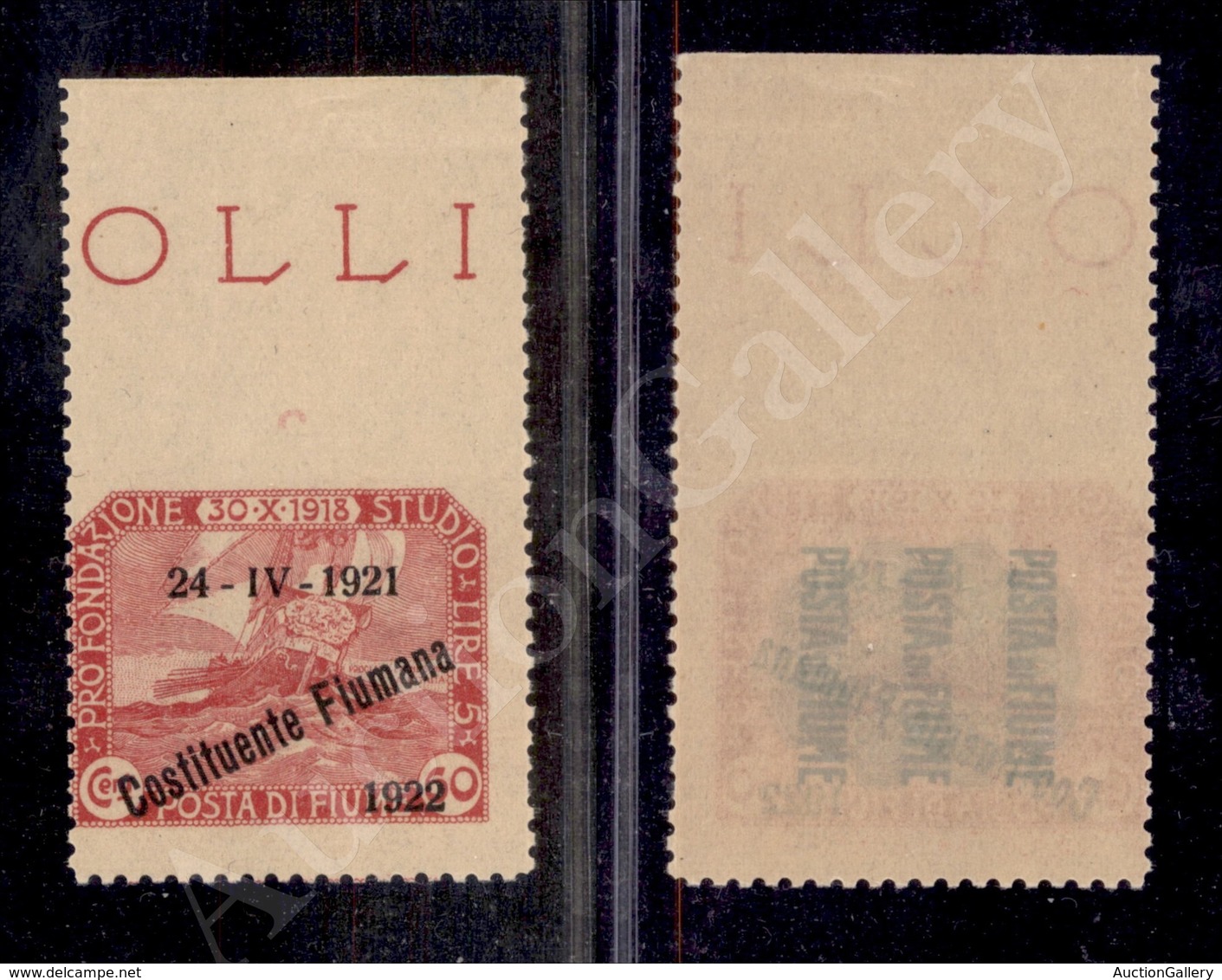 A17-206-A08-436 OCCUPAZIONI - FIUME - 1922 - 60 Cent Fondazione Studio (184o) Non Dentellato In Alto - Bordo Foglio - Go - Other & Unclassified