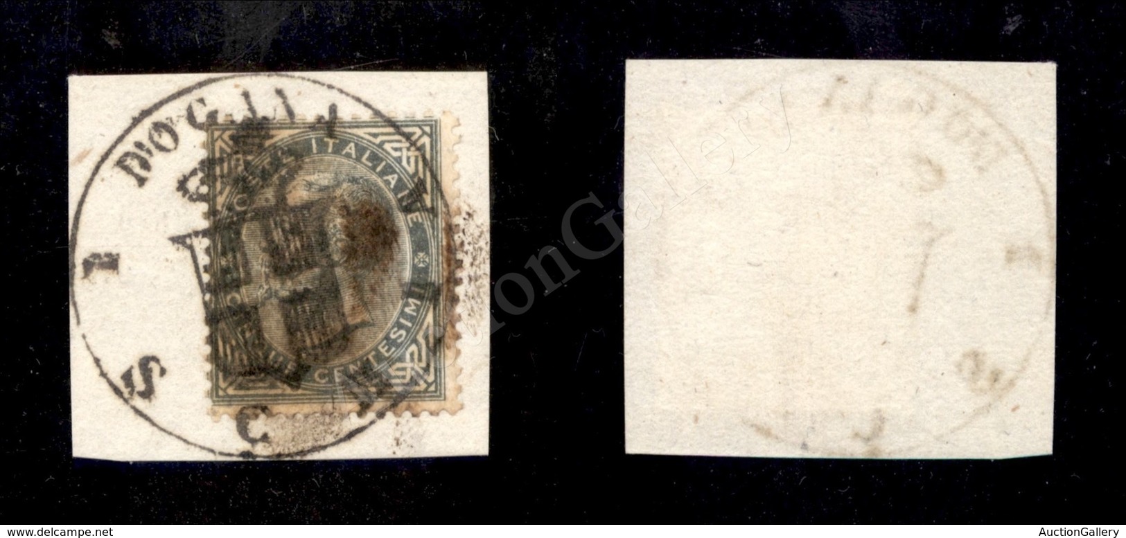 A17-006-A06-110 REGNO - 5 Cent De La Rue (L16) In Uso Fiscale Su Frammento - Ischia Dogana E Stemma - Other & Unclassified