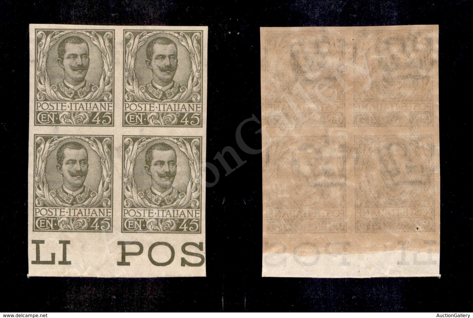 A17-019-A06-142 REGNO - 1901 - 45 Cent Floreale (75g) - Quartina Bordo Foglio Non Dentellata Nuova Con Gomma - I Due Inf - Other & Unclassified