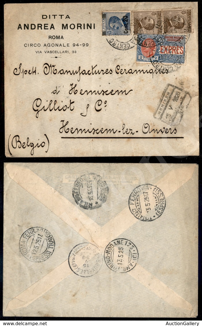 A17-043-A06-237 REGNO - 2 Lire (13) + Complementari (84 Due + 178) - Busta Da Roma Per Il Belgio Del 12.5.25 (1.100+) - Other & Unclassified