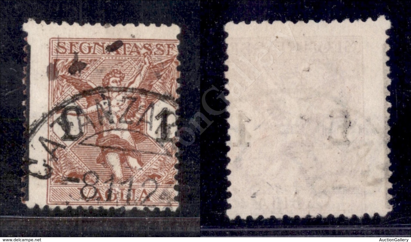 A17-074-A07-199 REGNO - 1924 - 1 Lira (4 - Segnatasse Vaglia) Dentellatura Verticale Spostata E Linea Di Riquadro A Sini - Other & Unclassified