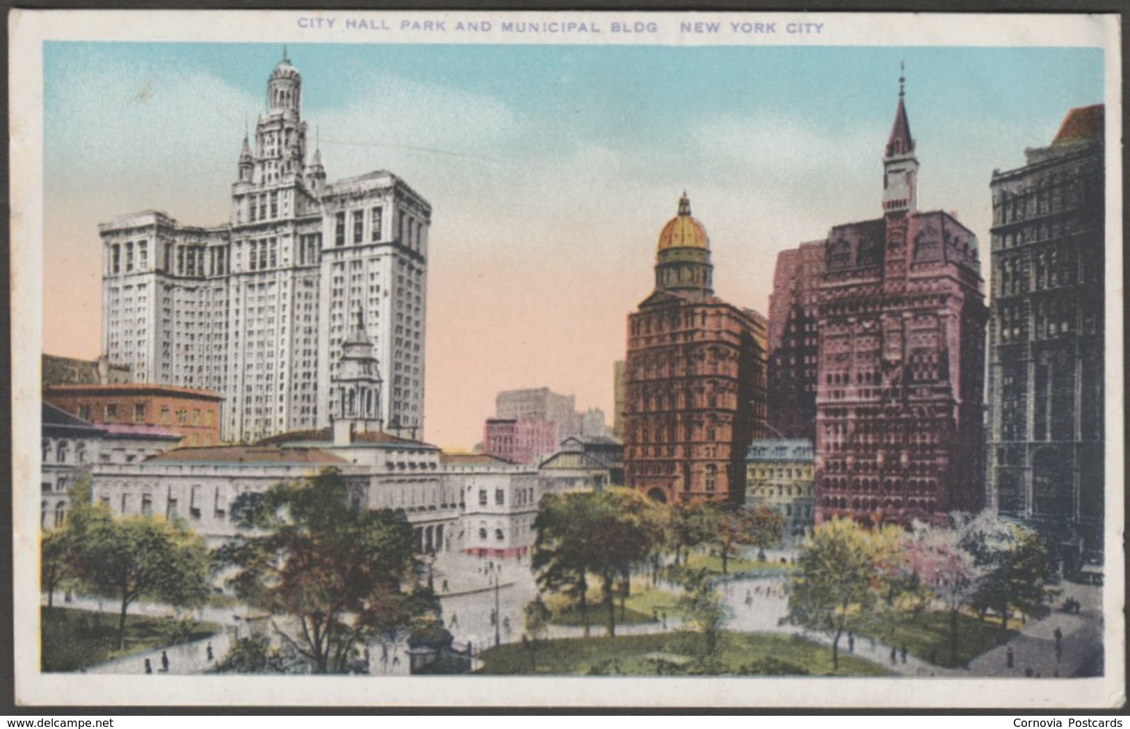 City Hall Park And Municipal Buildings, New York City, C.1920 - Union News Co Postcard - Manhattan