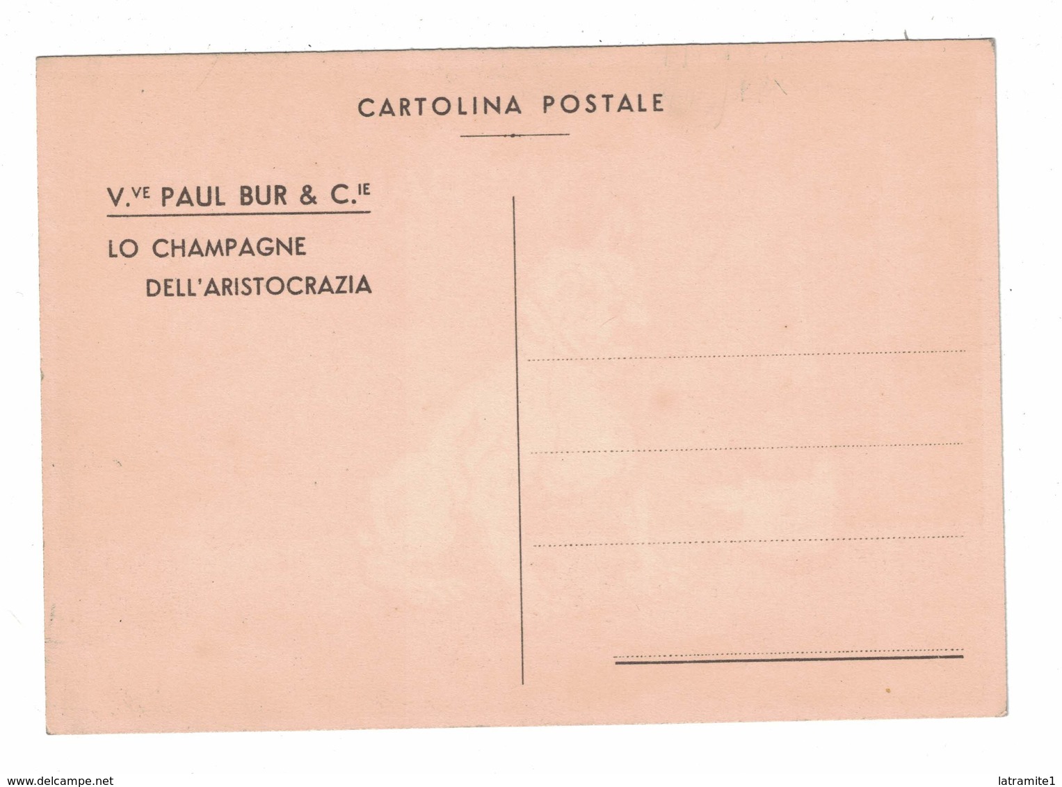 POST CARD CARTE POSTALE CARTOLINA POSTALE  CHAMPAGNE PAUL BUR - Advertising